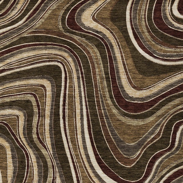 Homeroots 3' Artichoke Green And Ivory Abstract Washable Area Rug For Indoor And Outdoor Spaces, Durable Design 10' X 14' Polyester 585213