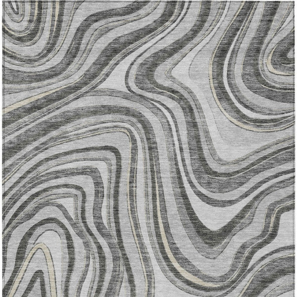 Homeroots 3' Artichoke Green And Ivory Abstract Washable Area Rug For Indoor And Outdoor Spaces, Durable Design 3' X 5' Polyester 585214