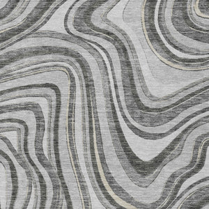 Homeroots 3' Artichoke Green And Ivory Abstract Washable Area Rug For Indoor And Outdoor Spaces, Durable Design 3' X 5' Polyester 585214