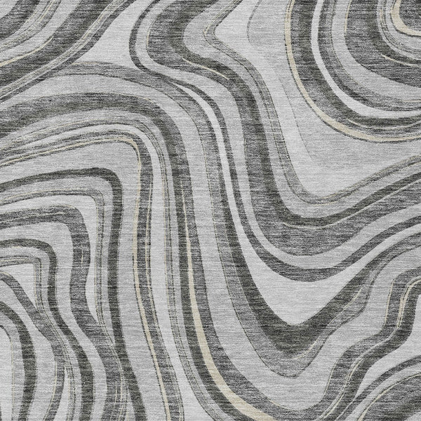 Homeroots 3' Artichoke Green And Ivory Abstract Washable Area Rug For Indoor And Outdoor Spaces, Durable Design 3' X 5' Polyester 585214