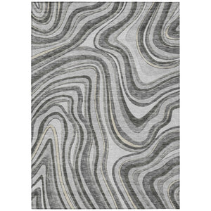 HomeRoots 5' Gray Charcoal and Ivory Abstract Area Rug - Stylish, Washable, Indoor-Outdoor Design for Versatile Spaces 5' X 8' 585215