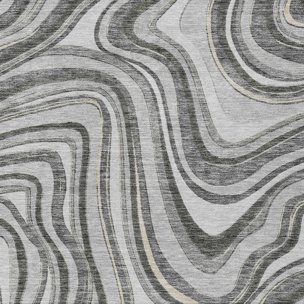 Homeroots 3' Artichoke Green And Ivory Abstract Washable Area Rug For Indoor And Outdoor Spaces, Durable Design 5' X 8' Polyester 585215