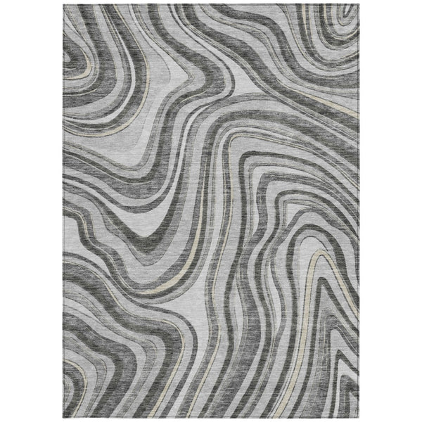 Homeroots 3' Artichoke Green And Ivory Abstract Washable Area Rug For Indoor And Outdoor Spaces, Durable Design 8' X 10' Polyester 585217