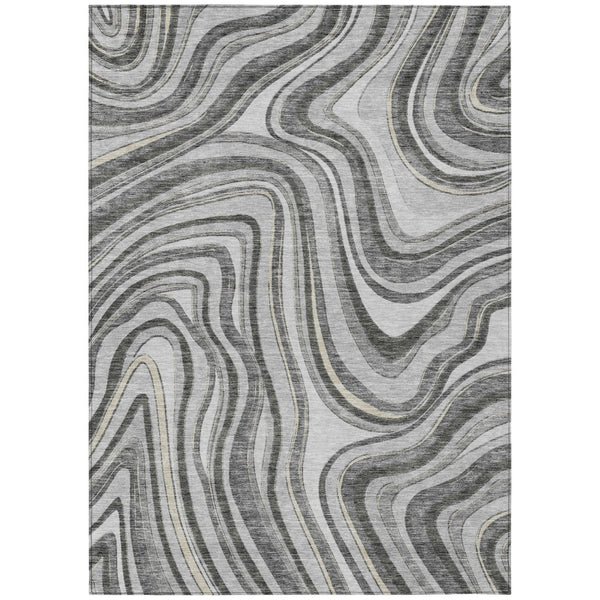 HomeRoots 5' Gray Charcoal and Ivory Abstract Area Rug - Stylish, Washable, Indoor-Outdoor Design for Versatile Spaces 8' X 10' 585217