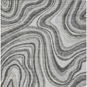 Homeroots 3' Artichoke Green And Ivory Abstract Washable Area Rug For Indoor And Outdoor Spaces, Durable Design 8' X 10' Polyester 585217