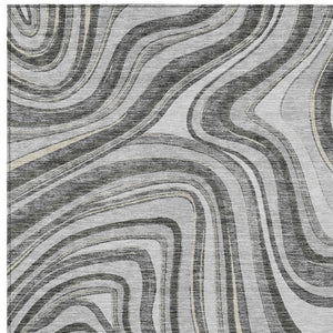 Homeroots 3' Artichoke Green And Ivory Abstract Washable Area Rug For Indoor And Outdoor Spaces, Durable Design 9' X 12' Polyester 585218