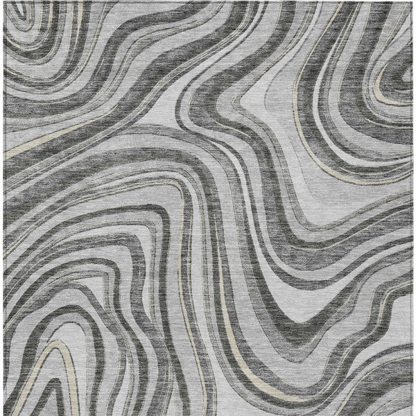 Homeroots 3' Artichoke Green And Ivory Abstract Washable Area Rug For Indoor And Outdoor Spaces, Durable Design 10' X 14' Polyester 585219