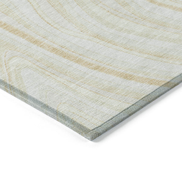 Homeroots 3' Artichoke Green And Ivory Abstract Washable Area Rug For Indoor And Outdoor Spaces, Durable Design 5' X 8' Polyester 585221