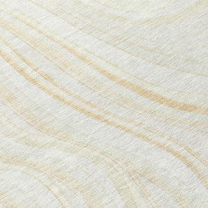 Homeroots 3' Artichoke Green And Ivory Abstract Washable Area Rug For Indoor And Outdoor Spaces, Durable Design 8' Round Polyester 585222