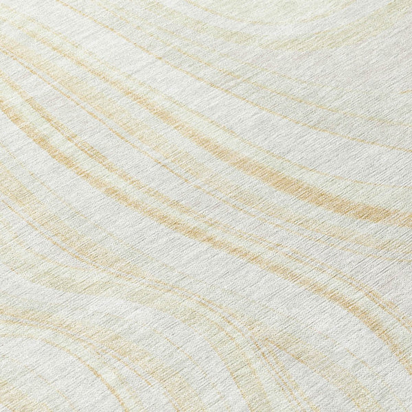 Homeroots 3' Artichoke Green And Ivory Abstract Washable Area Rug For Indoor And Outdoor Spaces, Durable Design 8' Round Polyester 585222