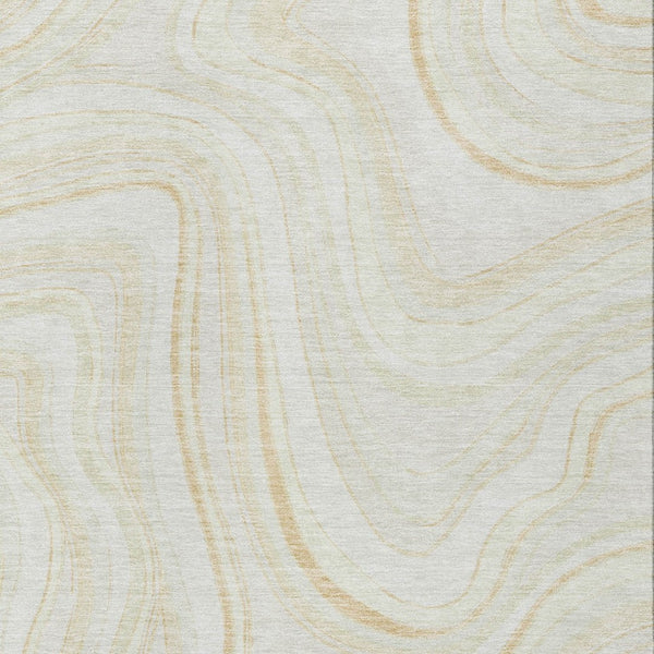 Homeroots 3' Artichoke Green And Ivory Abstract Washable Area Rug For Indoor And Outdoor Spaces, Durable Design 8' X 10' Polyester 585223