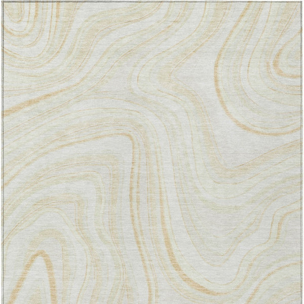 Homeroots 3' Artichoke Green And Ivory Abstract Washable Area Rug For Indoor And Outdoor Spaces, Durable Design 9' X 12' Polyester 585224