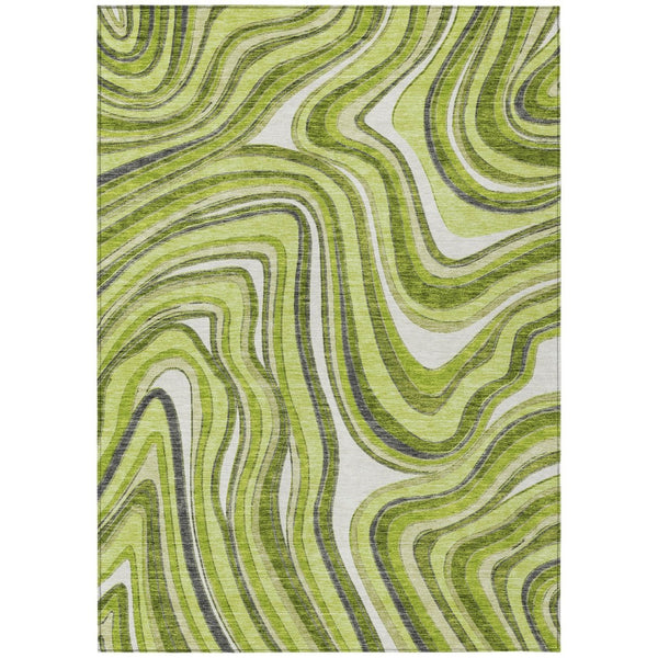 HomeRoots 5' Bold Lime Green and Charcoal Abstract Area Rug - Stylish, Washable, Durable for Indoor and Outdoor Use 8' X 10' 585229