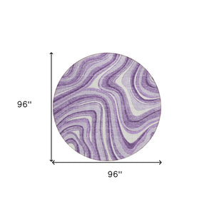 Homeroots 3' Artichoke Green And Ivory Abstract Washable Area Rug For Indoor And Outdoor Spaces, Durable Design 8' Round Polyester 585234