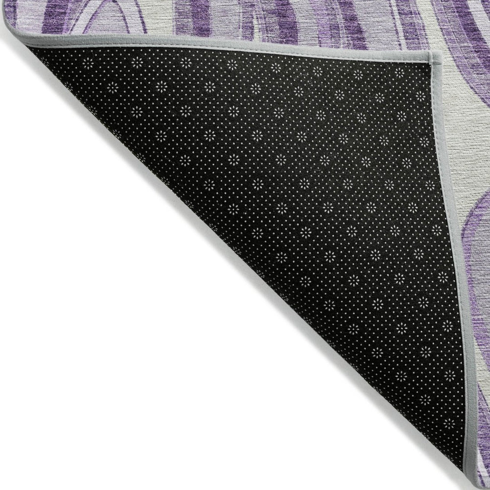 HomeRoots 5' Stylish Lavender Purple and Ivory Abstract Area Rug for Indoor and Outdoor Use, Washable Design 10' X 14' 585237