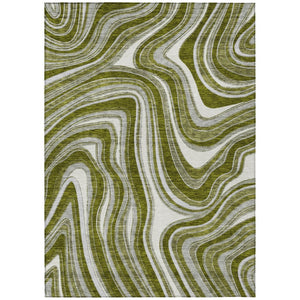 HomeRoots 9' Stylish Abstract Area Rug in Olive Green, Gray, and Ivory for Indoor and Outdoor Spaces 9' X 12' 585242