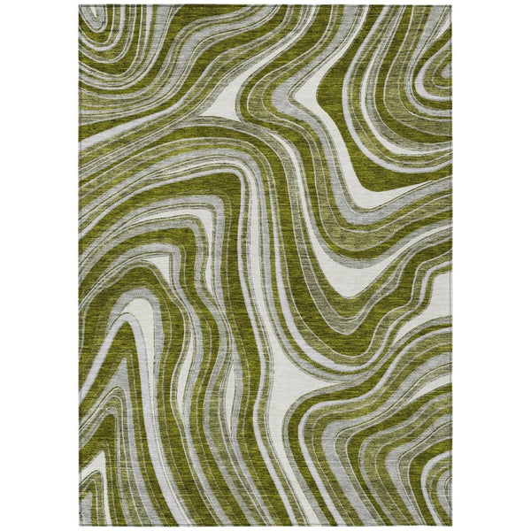 HomeRoots 9' Stylish Abstract Area Rug in Olive Green, Gray, and Ivory for Indoor and Outdoor Spaces 9' X 12' 585242