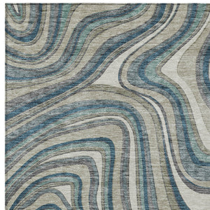 Homeroots 3' Artichoke Green And Ivory Abstract Washable Area Rug For Indoor And Outdoor Spaces, Durable Design 3' X 5' Polyester 585244