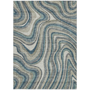 Homeroots 3' Artichoke Green And Ivory Abstract Washable Area Rug For Indoor And Outdoor Spaces, Durable Design 8' X 10' Polyester 585247
