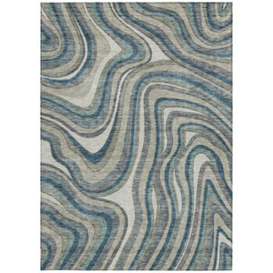 Homeroots 3' Artichoke Green And Ivory Abstract Washable Area Rug For Indoor And Outdoor Spaces, Durable Design 8' X 10' Polyester 585247