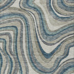 Homeroots 3' Artichoke Green And Ivory Abstract Washable Area Rug For Indoor And Outdoor Spaces, Durable Design 9' X 12' Polyester 585248