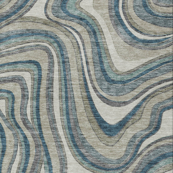 Homeroots 3' Artichoke Green And Ivory Abstract Washable Area Rug For Indoor And Outdoor Spaces, Durable Design 9' X 12' Polyester 585248