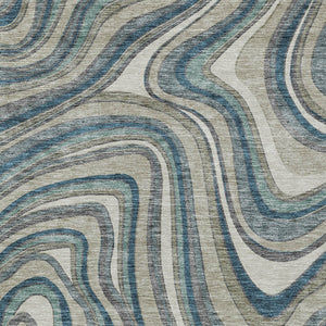 Homeroots 3' Artichoke Green And Ivory Abstract Washable Area Rug For Indoor And Outdoor Spaces, Durable Design 10' X 14' Polyester 585249