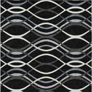 Homeroots 3' Black Gray Ivory Abstract Indoor Outdoor Area Rug - Stylish, Washable, And Durable For Any Space 3' X 5' Polyester 585250