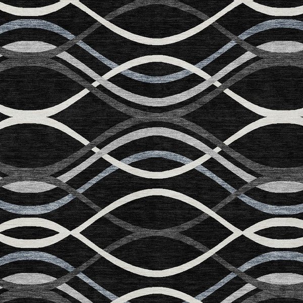 Homeroots 3' Black Gray Ivory Abstract Indoor Outdoor Area Rug - Stylish, Washable, And Durable For Any Space 3' X 5' Polyester 585250