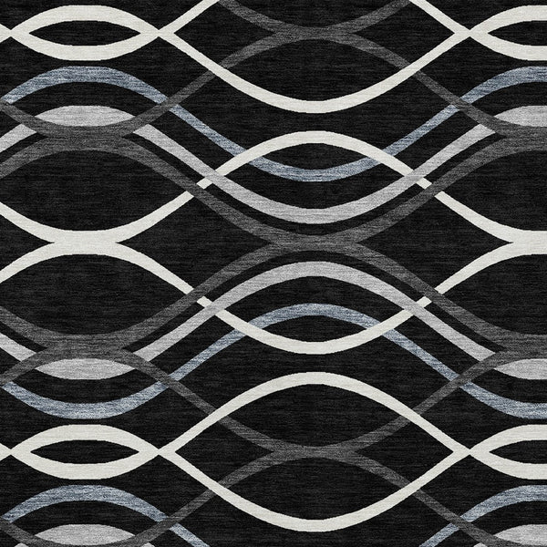 Homeroots 3' Black Gray Ivory Abstract Indoor Outdoor Area Rug - Stylish, Washable, And Durable For Any Space 10' X 14' Polyester 585255