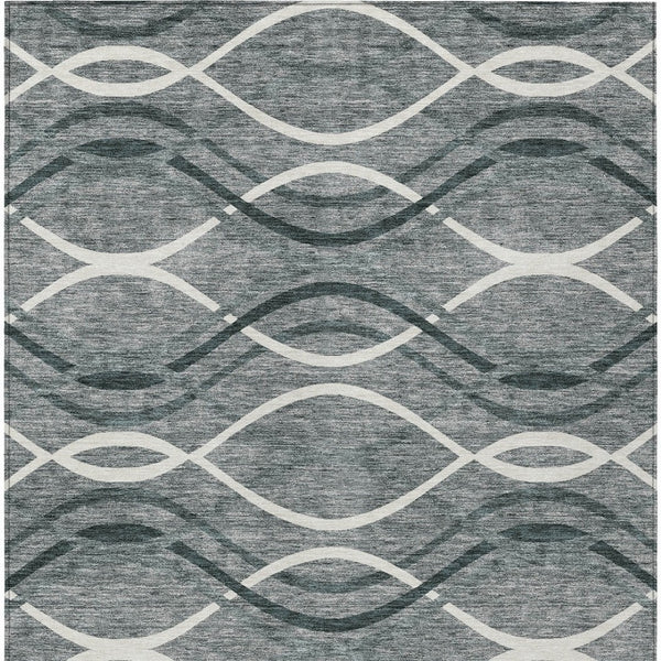 Homeroots 3' Black Gray Ivory Abstract Indoor Outdoor Area Rug - Stylish, Washable, And Durable For Any Space 3' X 5' Polyester 585256