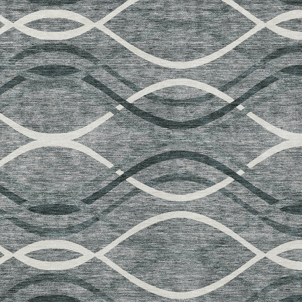 Homeroots 3' Black Gray Ivory Abstract Indoor Outdoor Area Rug - Stylish, Washable, And Durable For Any Space 3' X 5' Polyester 585256