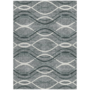Homeroots 3' Black Gray Ivory Abstract Indoor Outdoor Area Rug - Stylish, Washable, And Durable For Any Space 5' X 8' Polyester 585257