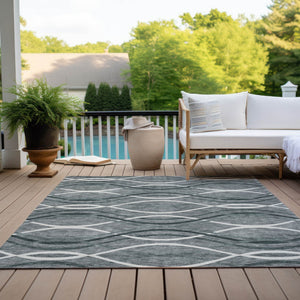 Homeroots 3' Black Gray Ivory Abstract Indoor Outdoor Area Rug - Stylish, Washable, And Durable For Any Space 5' X 8' Polyester 585257