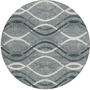 Homeroots 3' Black Gray Ivory Abstract Indoor Outdoor Area Rug - Stylish, Washable, And Durable For Any Space 8' Round Polyester 585258