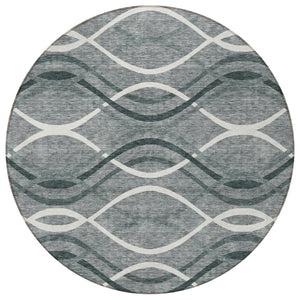 Homeroots 3' Black Gray Ivory Abstract Indoor Outdoor Area Rug - Stylish, Washable, And Durable For Any Space 8' Round Polyester 585258