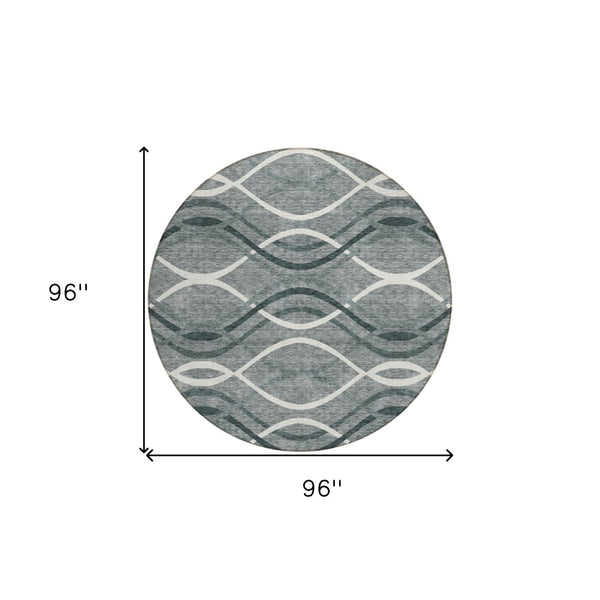 Homeroots 3' Black Gray Ivory Abstract Indoor Outdoor Area Rug - Stylish, Washable, And Durable For Any Space 8' Round Polyester 585258