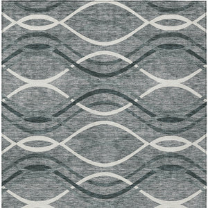 Homeroots 3' Black Gray Ivory Abstract Indoor Outdoor Area Rug - Stylish, Washable, And Durable For Any Space 8' X 10' Polyester 585259