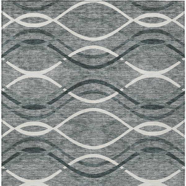 Homeroots 3' Black Gray Ivory Abstract Indoor Outdoor Area Rug - Stylish, Washable, And Durable For Any Space 8' X 10' Polyester 585259