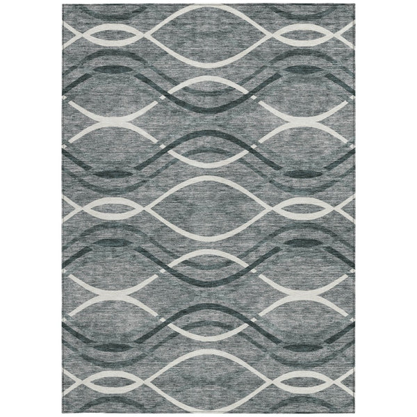 Homeroots 3' Black Gray Ivory Abstract Indoor Outdoor Area Rug - Stylish, Washable, And Durable For Any Space 9' X 12' Polyester 585260