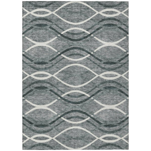 HomeRoots 9' Gray Ivory and Charcoal Abstract Washable Area Rug for Indoor and Outdoor Spaces, Easy Care 9' X 12' 585260
