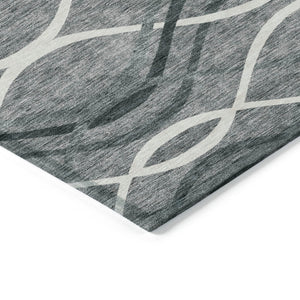 Homeroots 3' Black Gray Ivory Abstract Indoor Outdoor Area Rug - Stylish, Washable, And Durable For Any Space 9' X 12' Polyester 585260