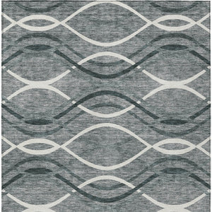 Homeroots 3' Black Gray Ivory Abstract Indoor Outdoor Area Rug - Stylish, Washable, And Durable For Any Space 10' X 14' Polyester 585261