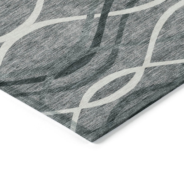 Homeroots 3' Black Gray Ivory Abstract Indoor Outdoor Area Rug - Stylish, Washable, And Durable For Any Space 10' X 14' Polyester 585261