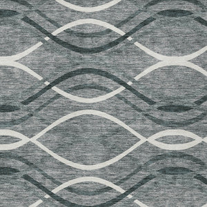 Homeroots 3' Black Gray Ivory Abstract Indoor Outdoor Area Rug - Stylish, Washable, And Durable For Any Space 10' X 14' Polyester 585261