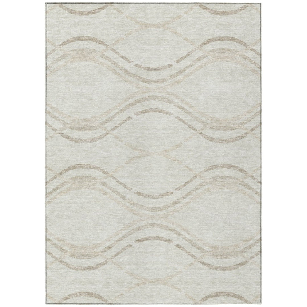 HomeRoots 5' Elegant Abstract Ivory Beige Taupe Indoor Outdoor Area Rug - Stylish, Washable, Durable Design 5' X 8' 585263