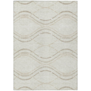 HomeRoots 5' Elegant Abstract Ivory Beige Taupe Indoor Outdoor Area Rug - Stylish, Washable, Durable Design 5' X 8' 585263
