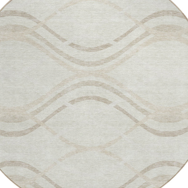Homeroots 3' Black Gray Ivory Abstract Indoor Outdoor Area Rug - Stylish, Washable, And Durable For Any Space 8' Round Polyester 585264