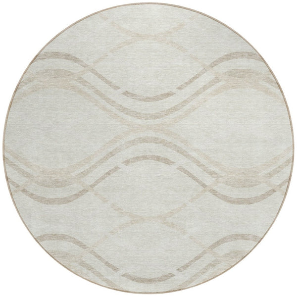 Homeroots 3' Black Gray Ivory Abstract Indoor Outdoor Area Rug - Stylish, Washable, And Durable For Any Space 8' Round Polyester 585264