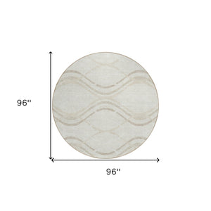 Homeroots 3' Black Gray Ivory Abstract Indoor Outdoor Area Rug - Stylish, Washable, And Durable For Any Space 8' Round Polyester 585264